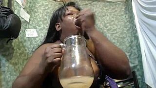 Beautiful Brazilian Babe's Big Tits Gagging On Cock