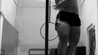 pinay pole dances in heels, performing aerial hoops striptease