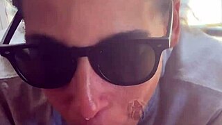 lightskin ebony slut step-sister gives blowjob by the window, gets cum on face as boyfriend searches