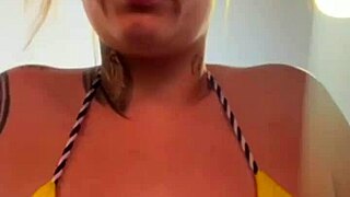 Training in just a dental floss bikini at the gym facing the beach. i got all wet from so much horniness dripping down my legs like sea water.