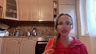 The goddess mistress with long nails and glasses dominates with dirty talk and financial control in huge fetish scene