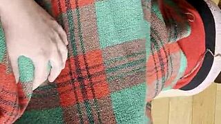 my shy neighbor licks pussy under the blanket in homemade lesbian session