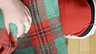 my shy neighbor licks pussy under the blanket in homemade lesbian session