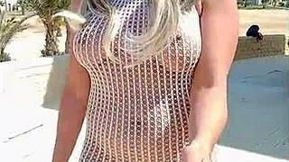 Blonde In Transparent Dress, No Underwear