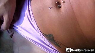 Blonde Stepsister Teases in Panties with Shaved Pussy and Tattoo Details