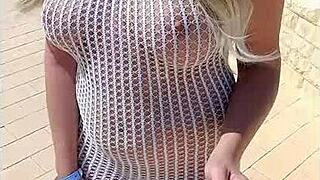 Blonde In Transparent Dress, No Underwear