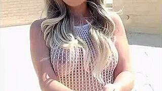 Blonde In Transparent Dress, No Underwear