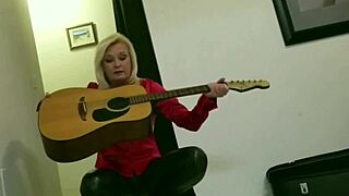 Blonde Wife Strips Shaved Pussy