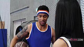 Muscular Ebony Cougar Dunks Balls Deeply