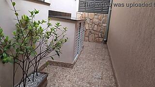 Curvy housewife subtly provokes the gas delivery man with flashing and blowjob hints