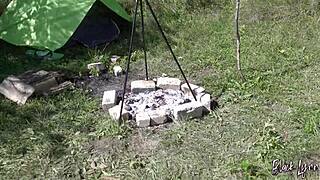 Risky Outdoor Blowjob During Camping Trip