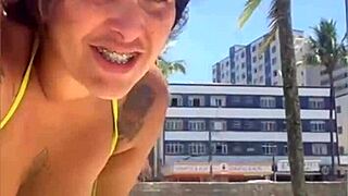 I think that married woman is drawing attention on the beach with her tucked bikini