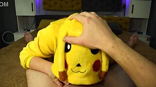 Pikachu Deepthroats And Eats Sperm In Homemade Pov Blowjob