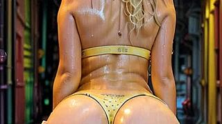 Blonde Blows in Bikini Outdoors