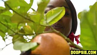 Big Ass Ebony Thief Punished By Two Transsexuals