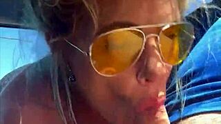 Cheating Blonde Whore Sucks Cock Publicly For Facial