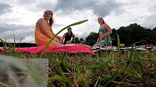 No Panties Girls Outdoors Fun On Try On Haul Day With Lingerie And Short Summer Dress And Miniskirts