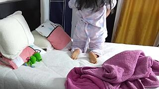 Preview of riding hard on monster cock with Agarabas and Olpr, licking shaved pussy to orgasm.