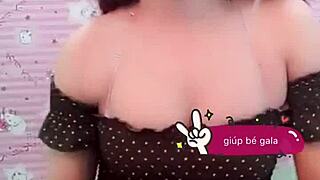 Asian girl in skirt showing red panties upskirt