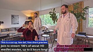 Channy Crossfire's pre-employment physical in Hollywood involves spreading and masturbation.