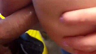 Cousin's rough anal leaves cum in gaping asshole while washing