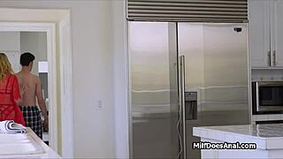 blonde wife gives blowjob to handle his never ending boner