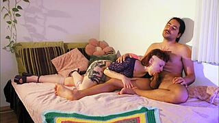 Roxy Mystique's cheating goth girlfriend deepthroats big Latino cock