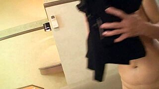 Asian mom Junko Sakashita got excited and showed her big tits on the street in sexy lingerie fucking