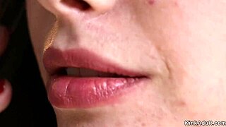 Brunette Teen Lesbian Fists Stepmom with Strapon in Bondage