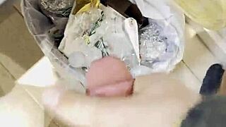 fucking my tattooed sex doll with huge cock while watching porn ends in cum load