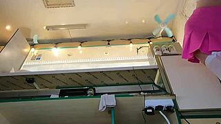 super sexy slim eighteen chick working in pear thongs and braless