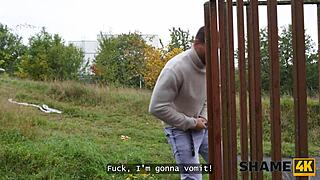 shame4k whore texas patti loves to suck cocks behind a fence and cheat on her husband