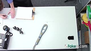 Randy security guard bangs two shoplifters in shop