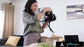 kinky secretary avery black strap-on fucks boss helena locke