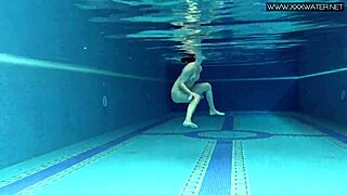 Lady Dee, cute shy Czech teen, swims and smokes by the pool