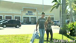 Youthful 18+ Gay in Lusty Transaction with Blowjob