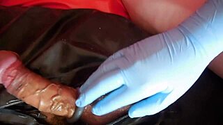 Darksidefetish rubber slave in bondage gets cum in multicam setup