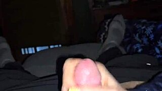 Dirty talking wife slowly jerks off husband's dick