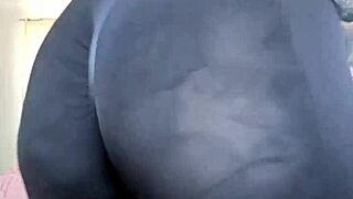 Why does this milf tease with her big ass and tits in those sheer leggings up close?