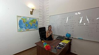 Student follows cleaning lady after class