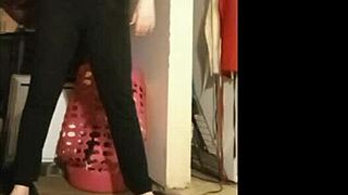 Oiled bbw milf model teases in solo striptease with wet fat body undressing as slutty whore on webcam