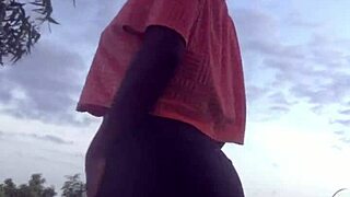 Crazybitch twerking half naked in the middle of a forest, showing off her wild moves!