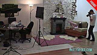 Nurse dominates seductive photoshoot in stockings and cosplay