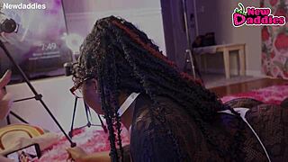 Ebony Whore Inhales White Daddy's Big Black Cock!