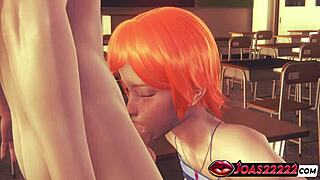 gwen tennyson redhead with big tits and ass gives gloryhole blowjob deepthroat in 3d hentai taking massive cumshot