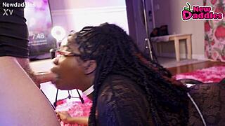 Ebony Whore Inhales White Daddy's Big Black Cock!