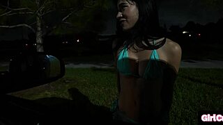 Hitchhiking slut rides fat cock and thanks him with a cumshot