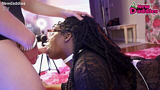 Ebony Whore Inhales White Daddy's Big Black Cock!