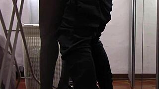 Milf In Lingerie With Beautiful Legs And Pantyhose Gets Groped And Fucked While Ironing