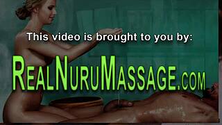 Ebony masseuse gets rammed in nuru massage session